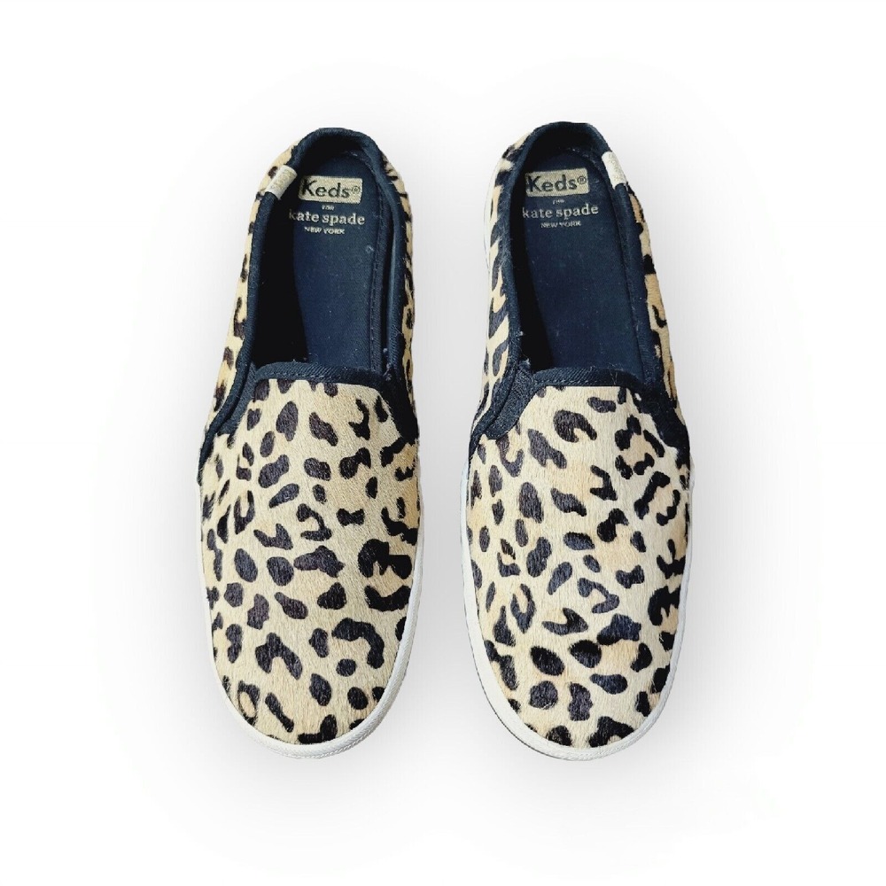 Kate Spade Keds size 8.5‎ slip-on mules leopard print calf hair leather sneakers